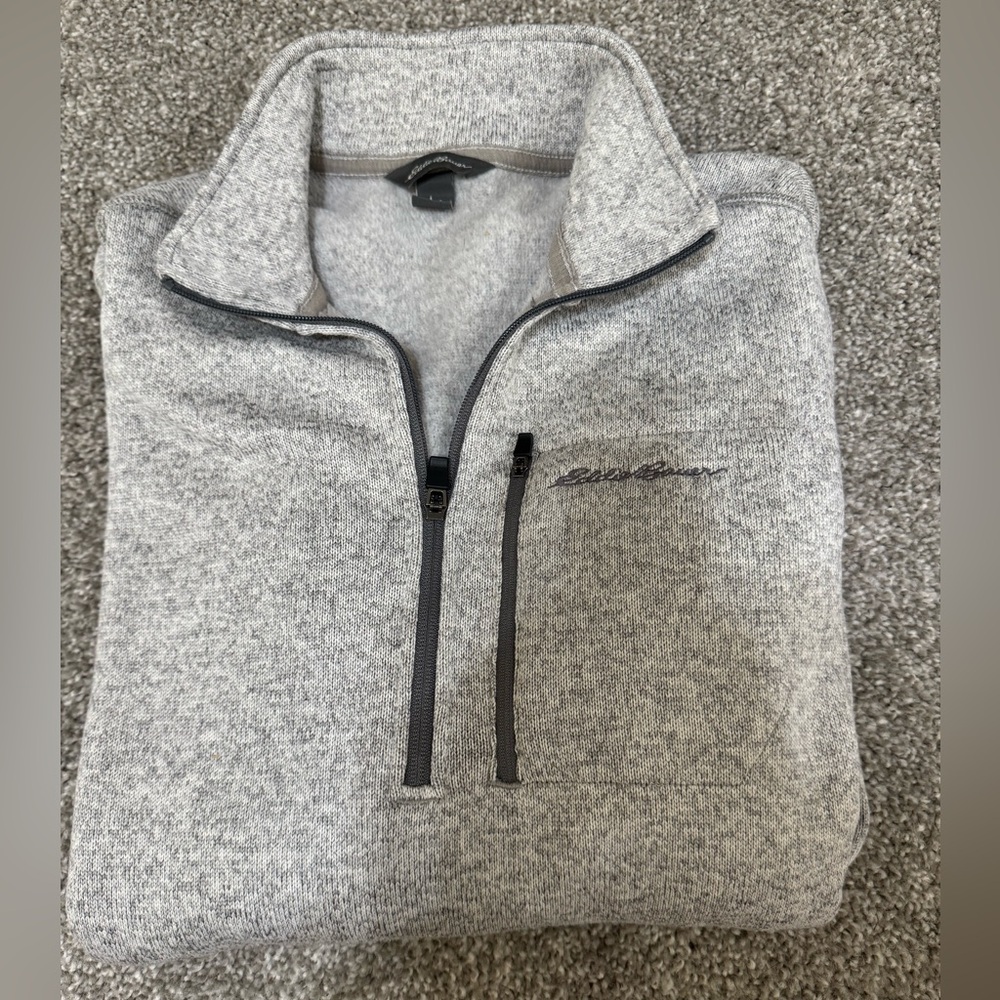 Eddie Bauer Light Gray Zip-Up Men's Sweater